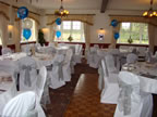 Pyewipe Inn, White Chair Cover Silver Organza Sash